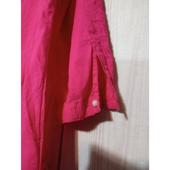 Aerie Shirt Ladies Medium Oversized Pink Semi Sheer Crochet - Picture 4 of 8